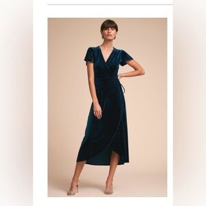 BHLDN by Anthropologie Thrive Velvet midi wrap dress